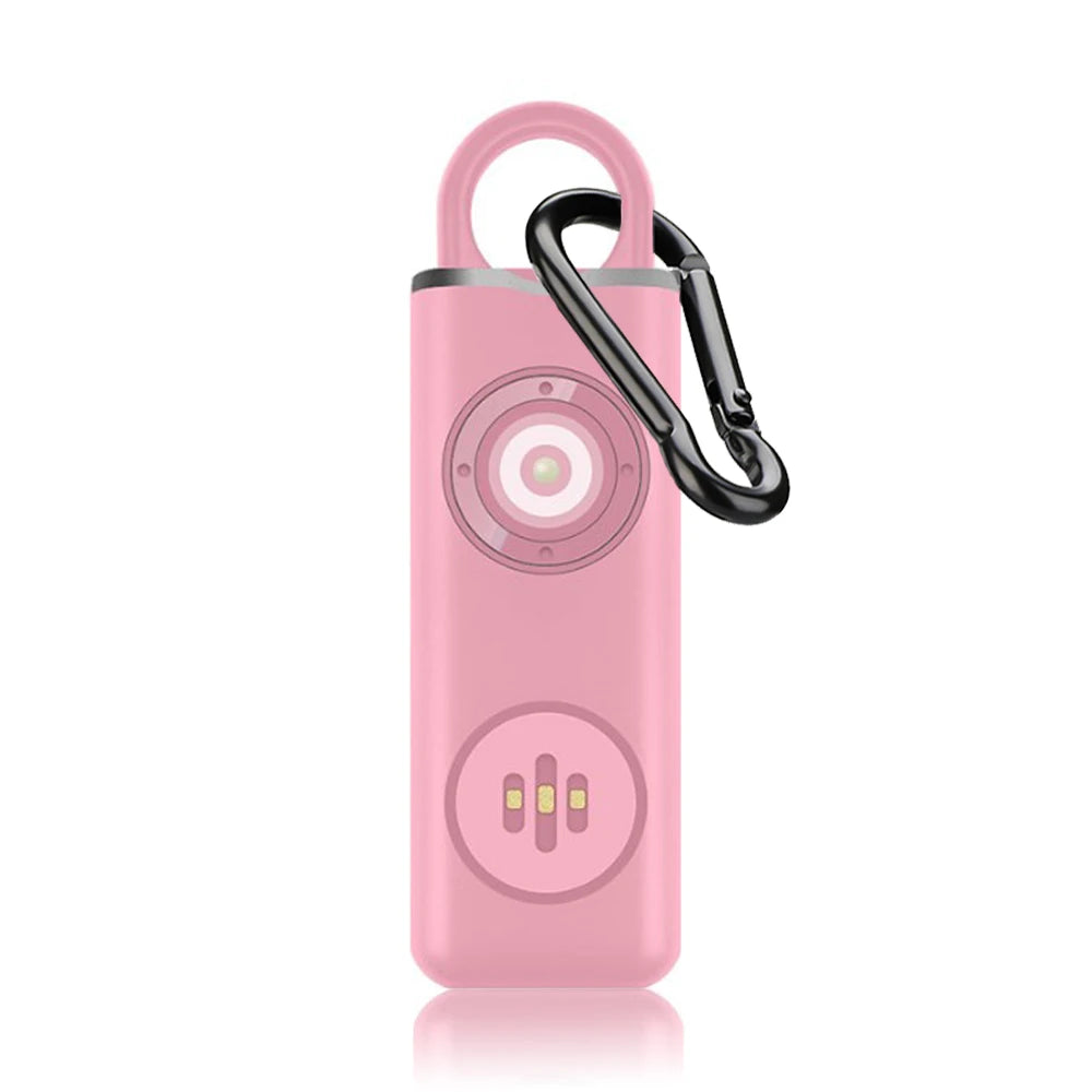 Alarma personal recargable rosa con mosquetón